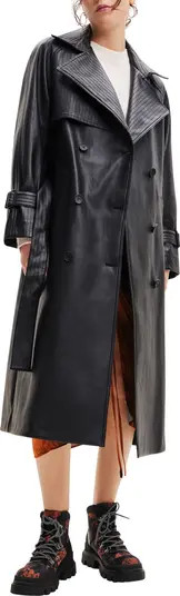 Belted Faux Leather Trench Coat | Nordstrom
