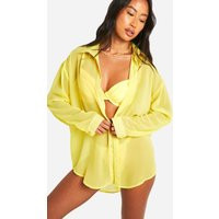 Womens Chiffon Button Up Beach Shirt - Yellow - M | boohoo (US & Canada)