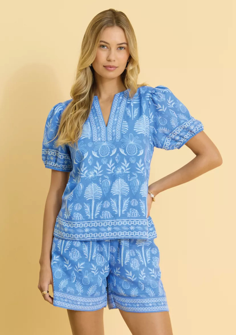 Sewing Down South x Crown & Ivy™ Current Short Sleeve Printed Blouse | Belk