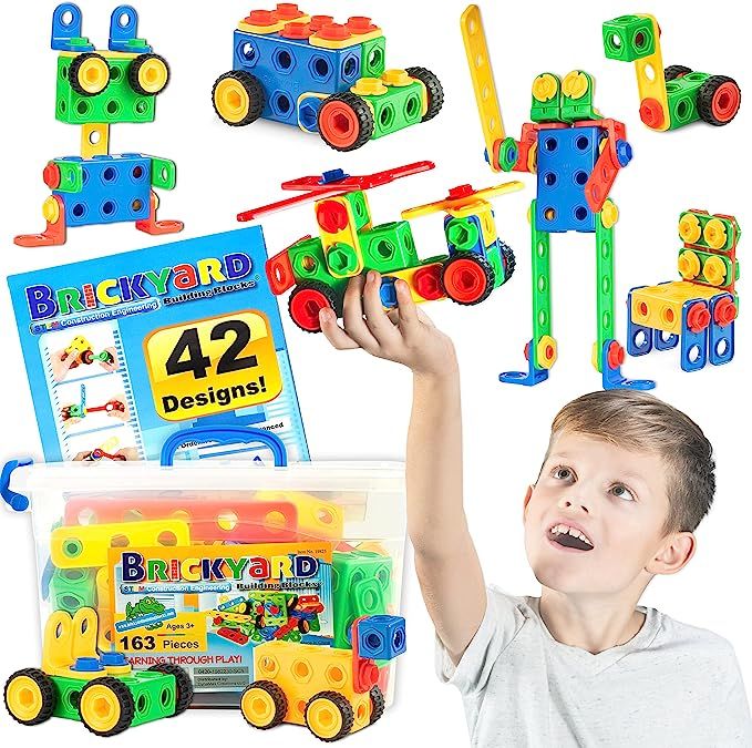 Brickyard Building Blocks STEM Toys - Educational Building Toys for Kids Ages 4-8 with 163 Pieces... | Amazon (US)