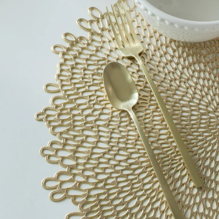 (Paquete de 4) Mantel Individual de Vinilo Prensado Blossom de Mainstays Dorado 15.25" x 15.5" | Walmart (US)