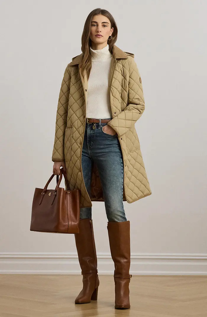 Diamond Quilted Hooded Coat | Nordstrom