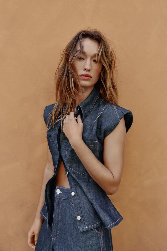 LINEN VEST WITH ELASTIC WAIST | Zara US