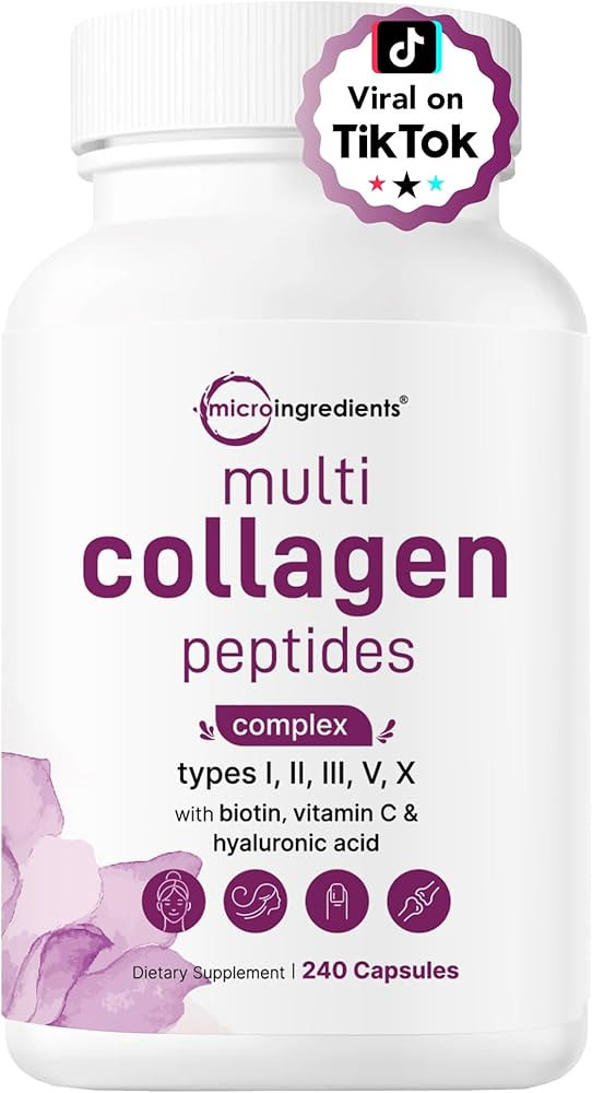 Micro Ingredients Multi Collagen Pills for Women & Men, 240 Capsules | Type I, II, III, V, X | Hy... | Amazon (US)