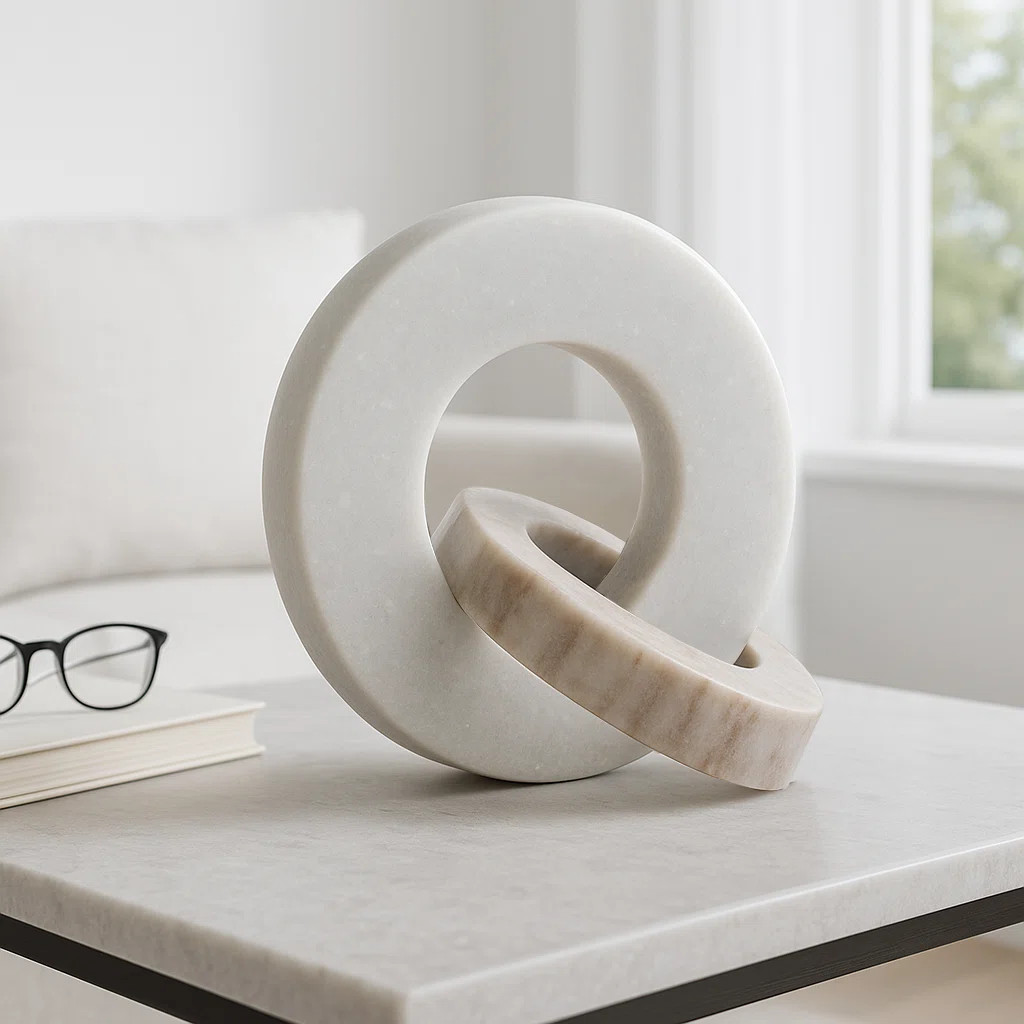 Usko Elegant Double Ring Marble Sculpture Statues For Home Decor - Decorations For Living Room St... | Wayfair North America