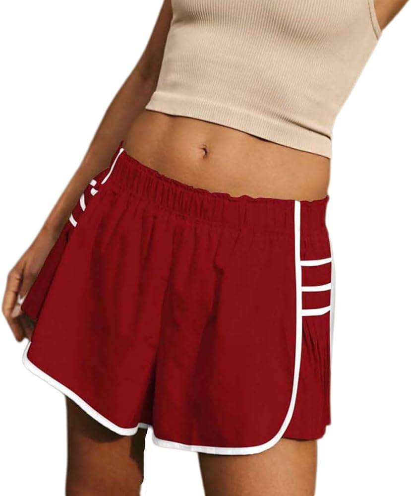 Melliflo Athletic Shorts for Women Pleated Contrast Stitch Elastic High Waist Quick Dry Running W... | Amazon (US)