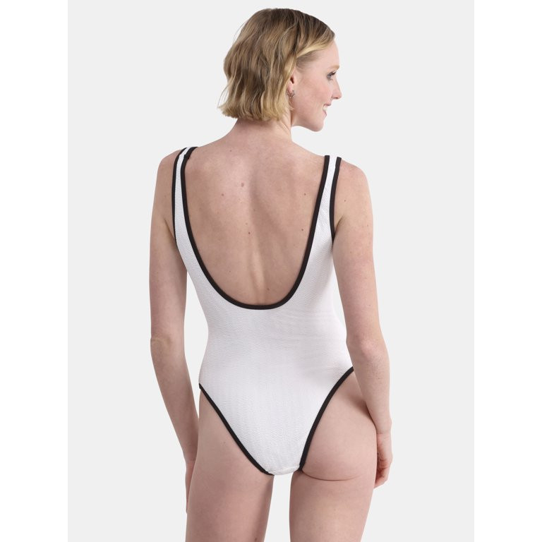 No Boundaries Women's Herringbone Crinkle One Piece Swimsuit, Sizes XXS-XXL | Walmart (US)