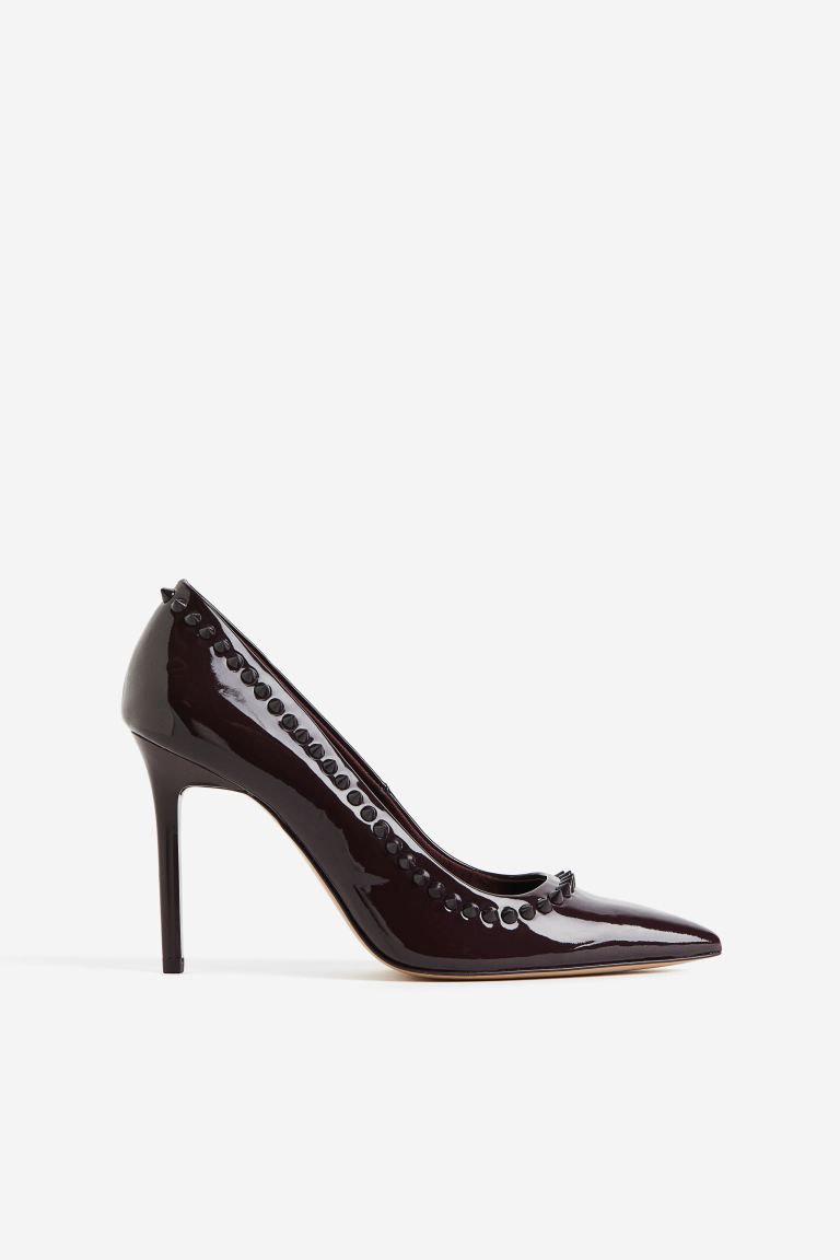 Stud-detail court shoes - Burgundy - Ladies | H&M GB | H&M (UK, MY, IN, SG, PH, TW, HK)