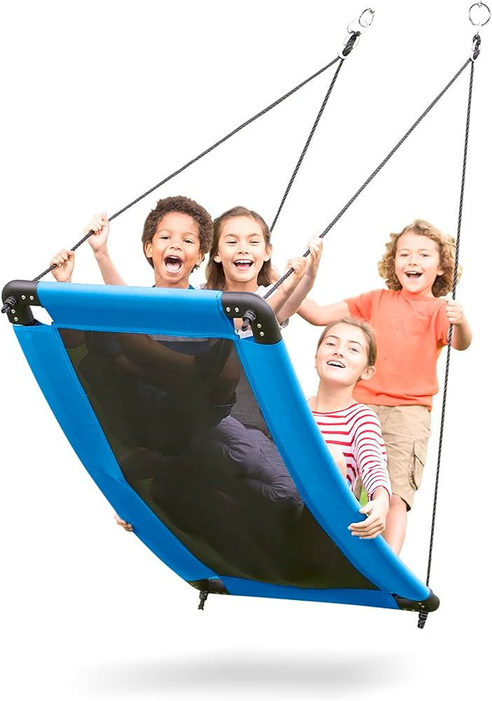 HearthSong 60 Inch SkyCurve Rectangular Platform Swing with Comfy Mat and Steel Frame, Holds up t... | Amazon (US)