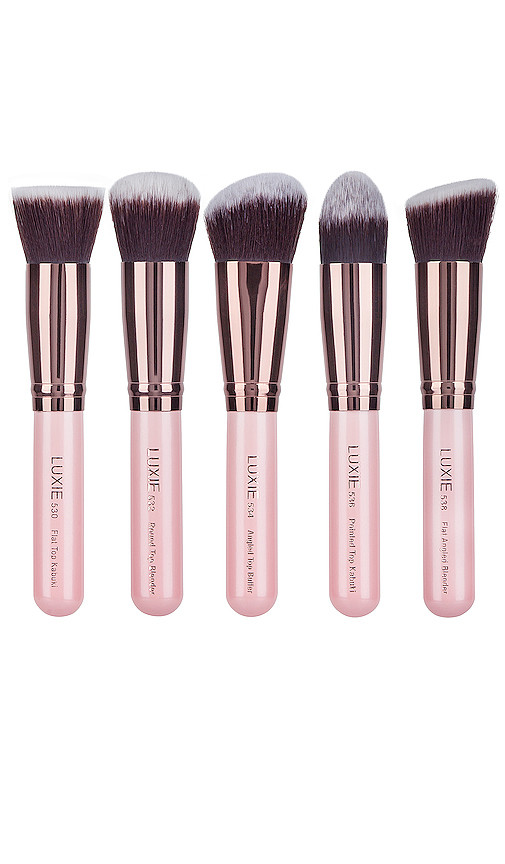 Luxie Rose Gold Kabuki Brush Set in Pink. | Revolve Clothing