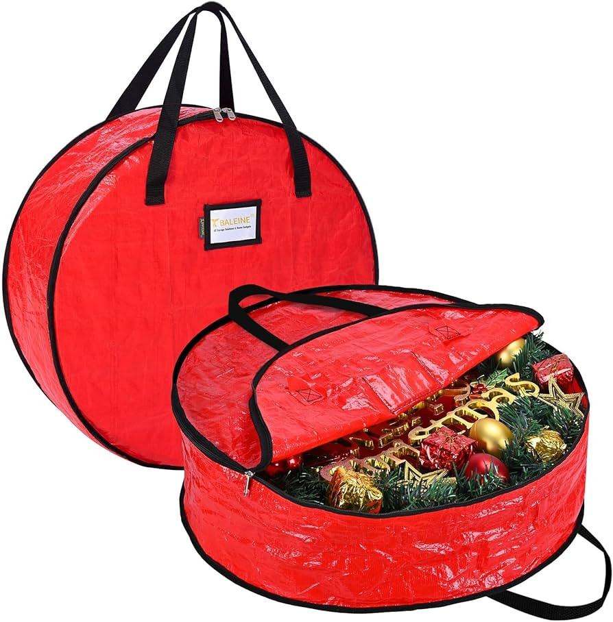 BALEINE Wreath Storage Container, 2 Pack Christmas Wreath Storage Bag with Tear Resistant PE Mate... | Amazon (US)