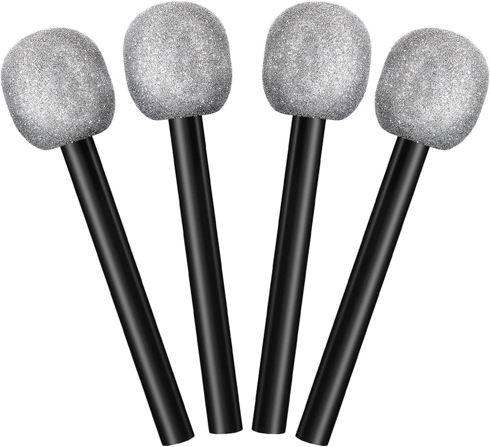 Yaomiao 4 Packs Glittered Microphone Fake Bling Prop Microphone Kids Plastic Pretend Rock Star To... | Amazon (US)