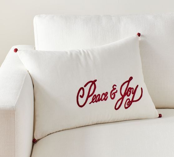 Peace and Joy Velvet Lumbar Pillow Cover | Pottery Barn (US)