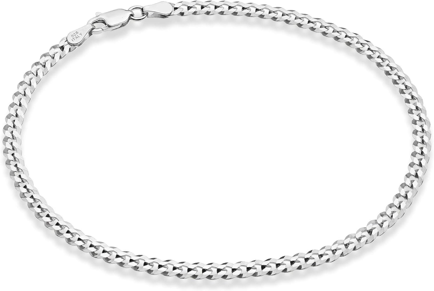 Amazon.com: Miabella Solid 925 Sterling Silver Italian 3.5mm Diamond Cut Cuban Link Curb Chain An... | Amazon (US)