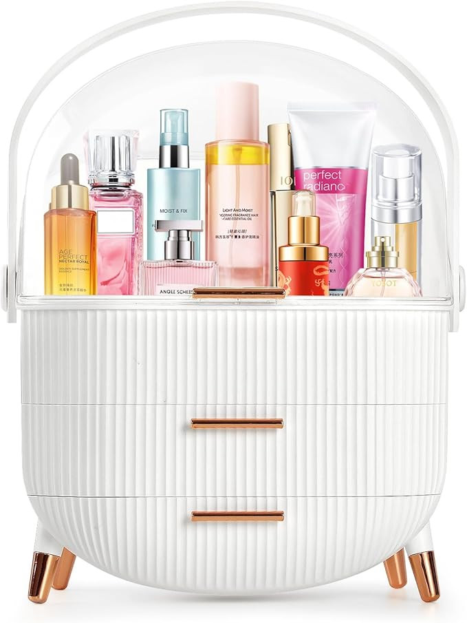 MASSY Egg Shape(Oval) Makeup Storage Box, Countertop Portable Vanity Cosmetics Organizer Preppy | Amazon (US)