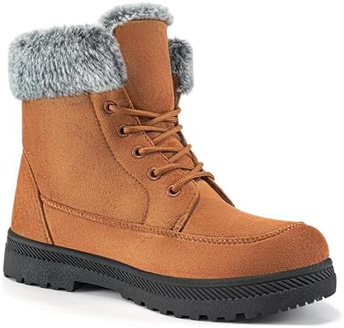 Alicegana Women Winter Boots Snow: Warm Cotton Fur Lined Winter Shoes Lace Up Comfortable Non Sli... | Amazon (US)