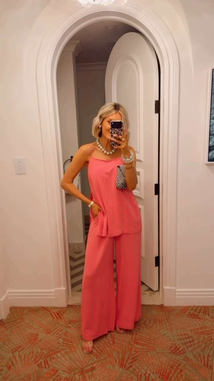 This pink matching set is so airy and fun! This shade of pink is so bright and seasonal. Love this for dinner on vacation! Wearing S! 

Loverly Grey, Amazon, matching set, resort wear, vacation looks, dinner outfit, date night, girls night out 

 #LTKootd #LTKSeasonal #LTKTravel