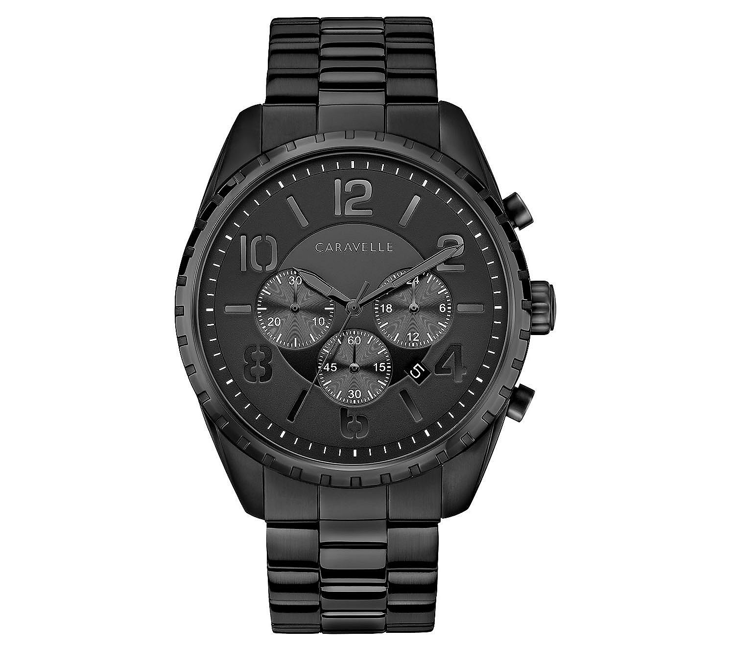 Caravelle by Bulova Men's Black Case Chronograp h Watch | QVC