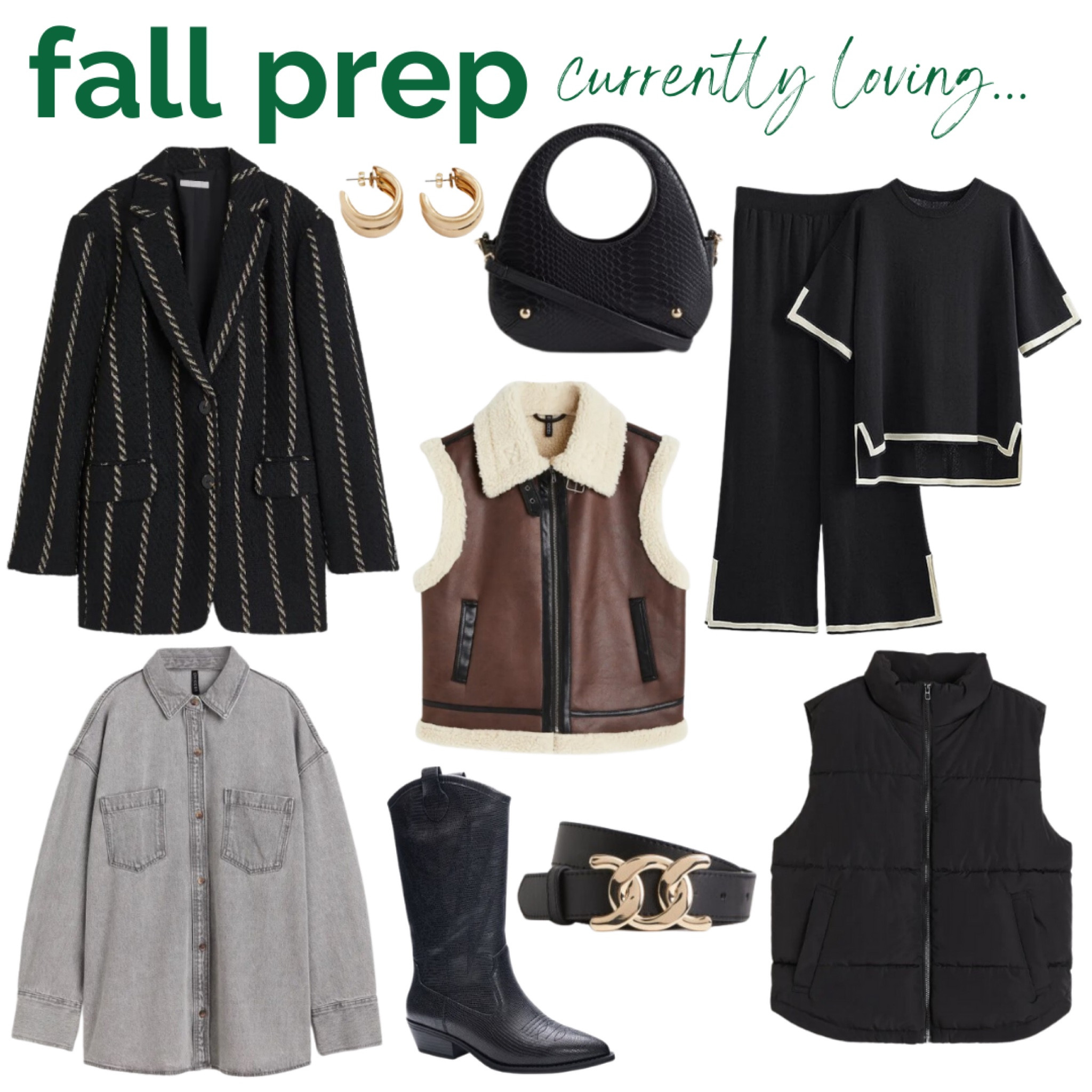 Fall Outfit Inspo from H&M
•
Fall sweaters, vests, jackets, blazer, oversized denim shirt, Sherpa vest