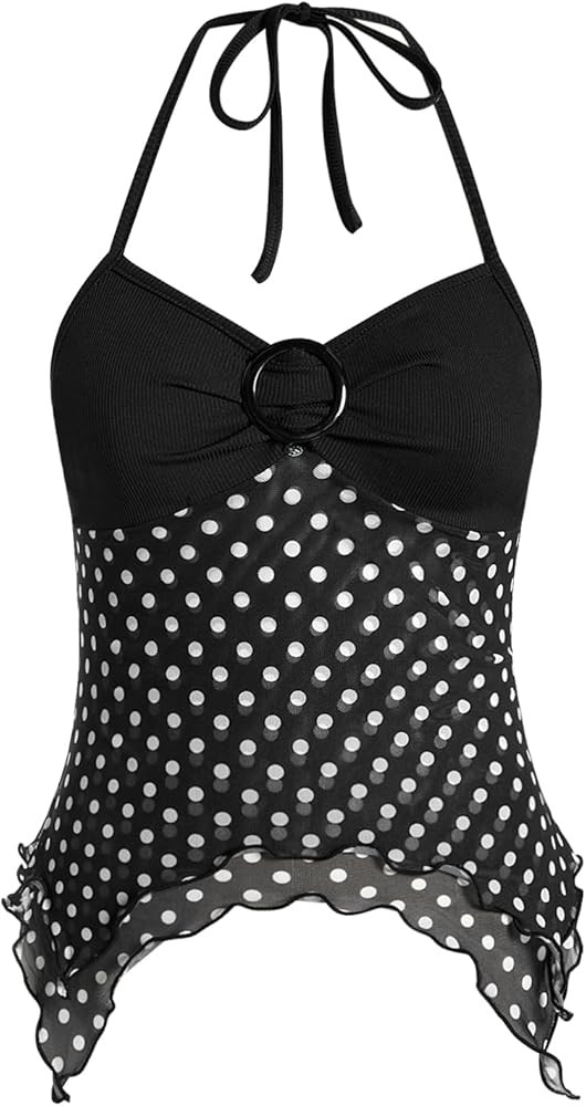 Verdusa Women's Y2k Halter Top Floral Streetwear Fairy 2000s Clothing Gothic Going Out Tops | Amazon (US)