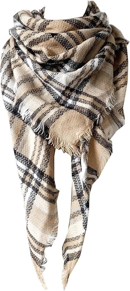 Wander Agio Womens Warm Long Shawl Winter Wraps Large Scarves Knit Cashmere Feel Plaid Triangle S... | Amazon (US)
