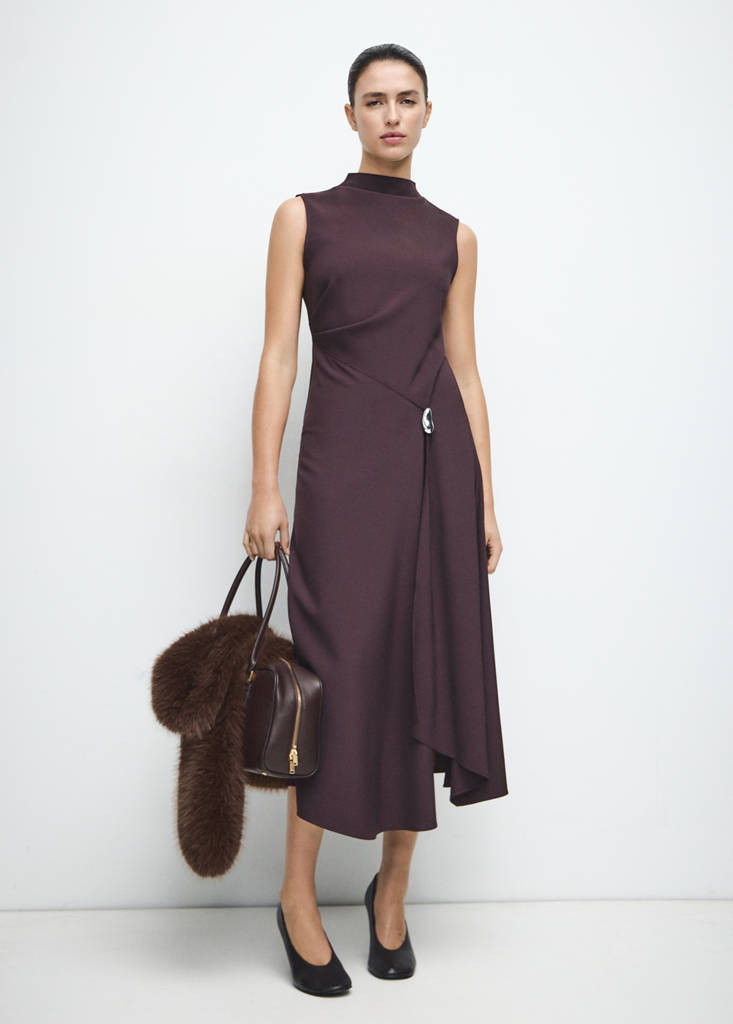 A-line dress with metal embellishment wine - Woman - 6 - MANGO | Mango (US/MX/AU)
