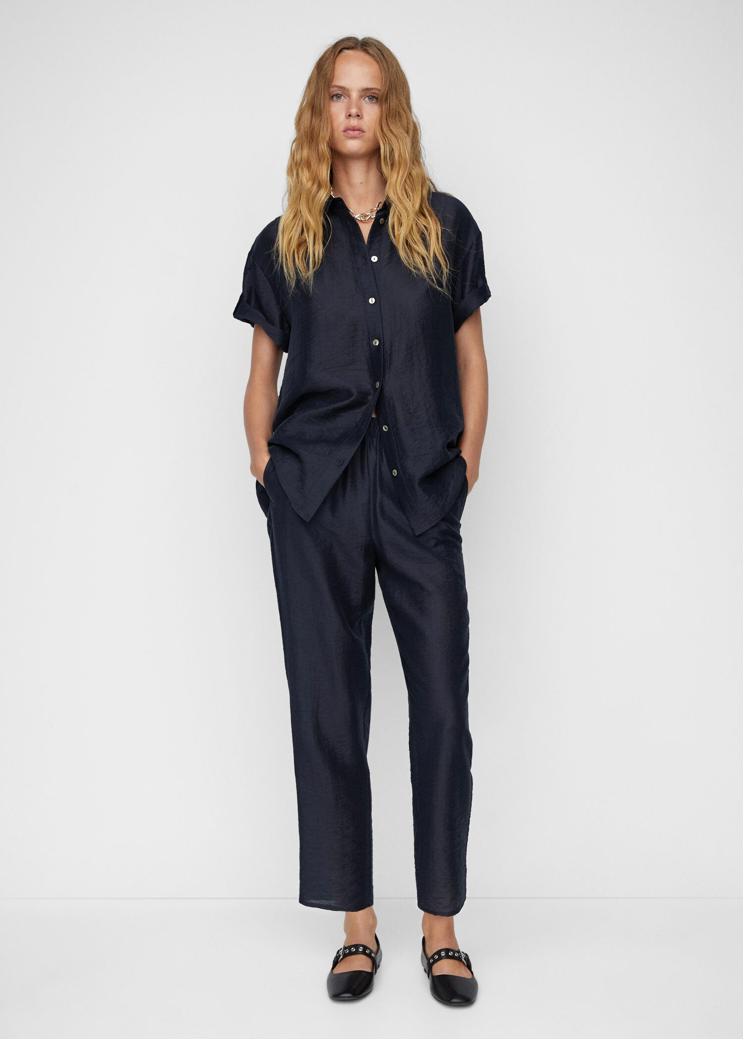 Satin buttoned shirt -  Women | Mango USA | MANGO (US)