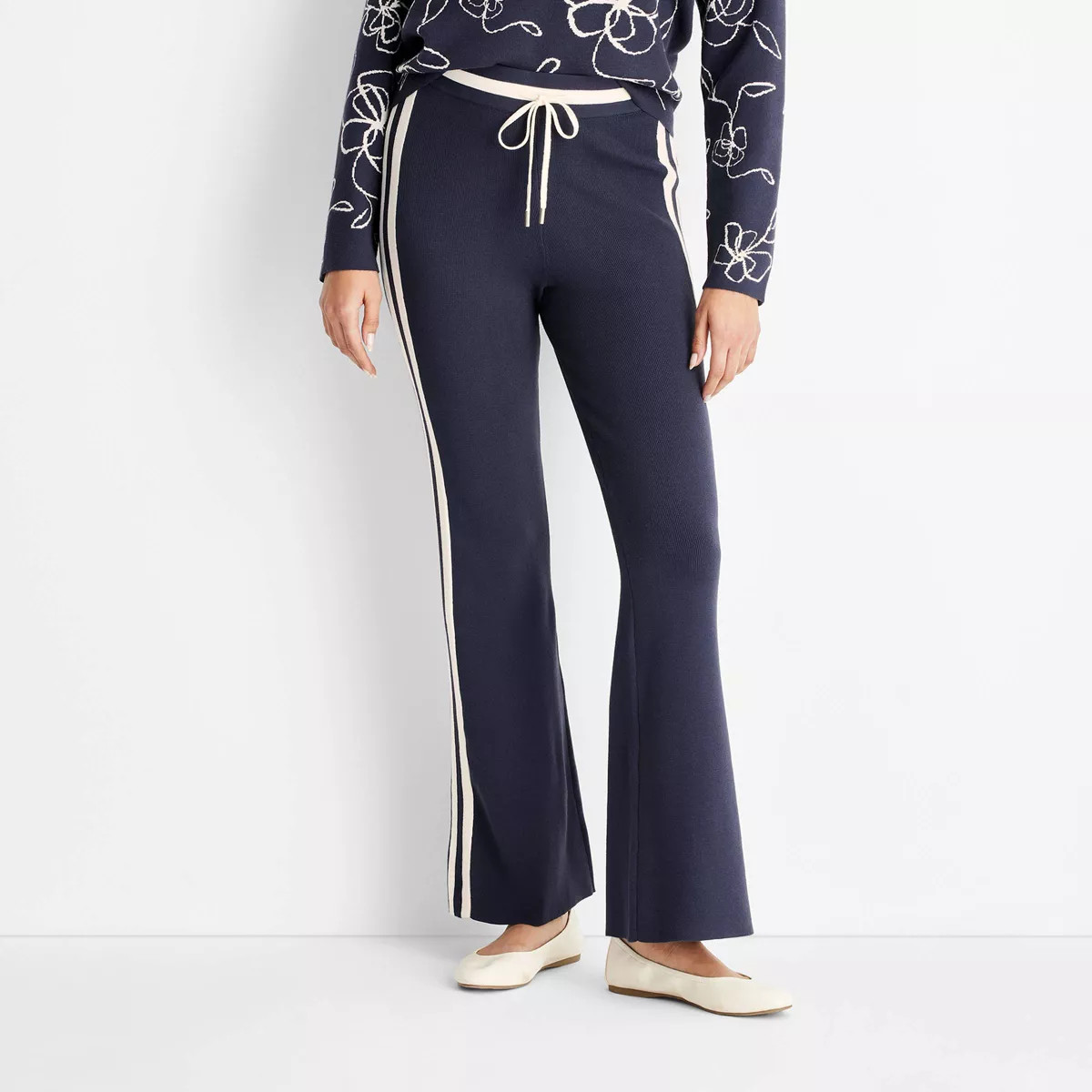 Women's High-Rise Sweater Track Pants - Future Collective Navy Blue XS | Target