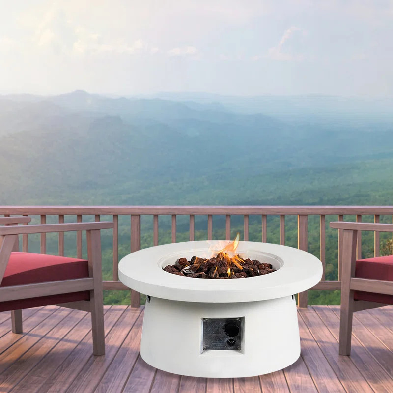 Cyriel 14" H x 29.5" W Concrete Propane Gas Fire Pit | Wayfair North America