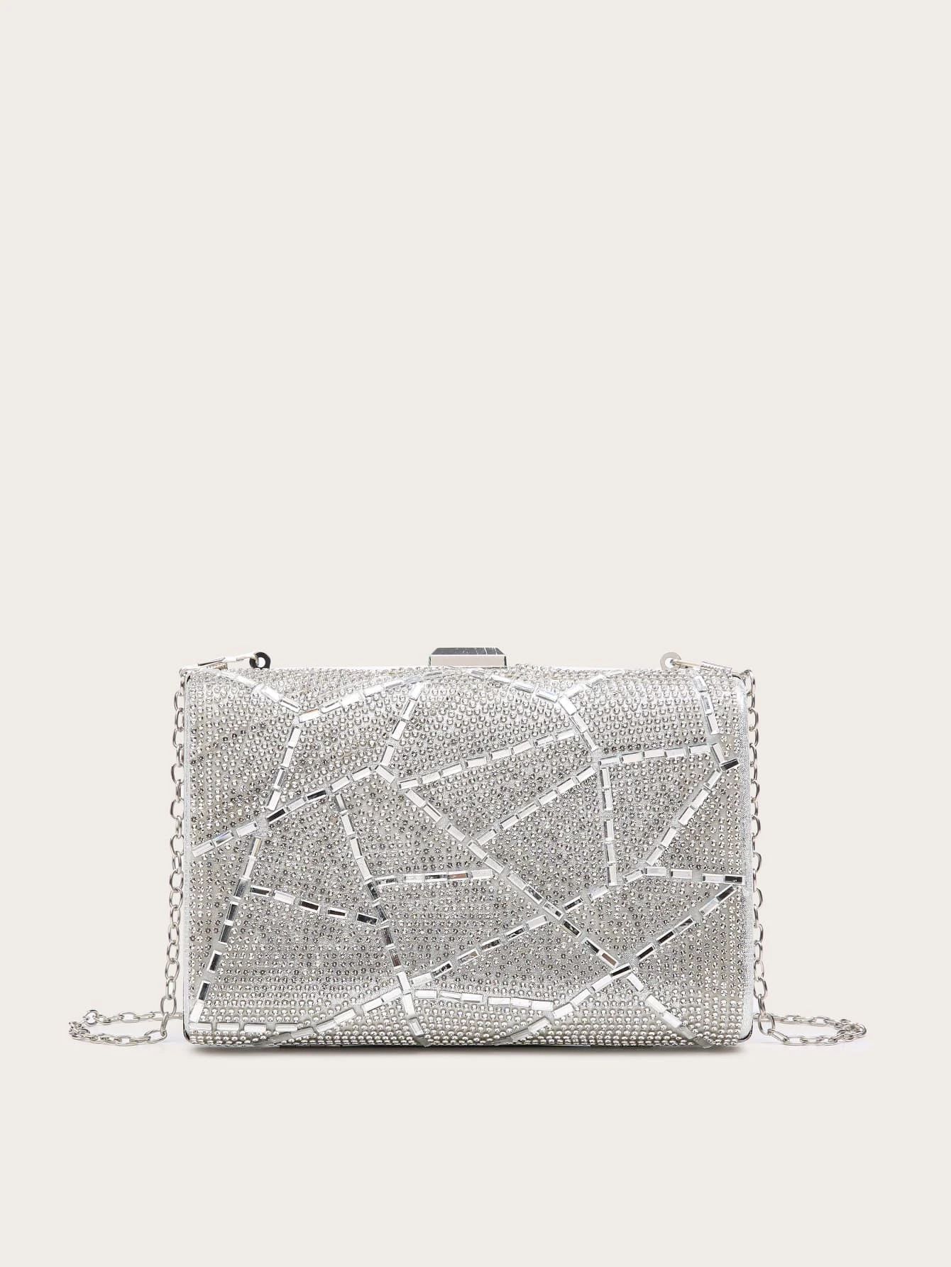 Metallic Rhinestone Decor Clutch Bag | SHEIN