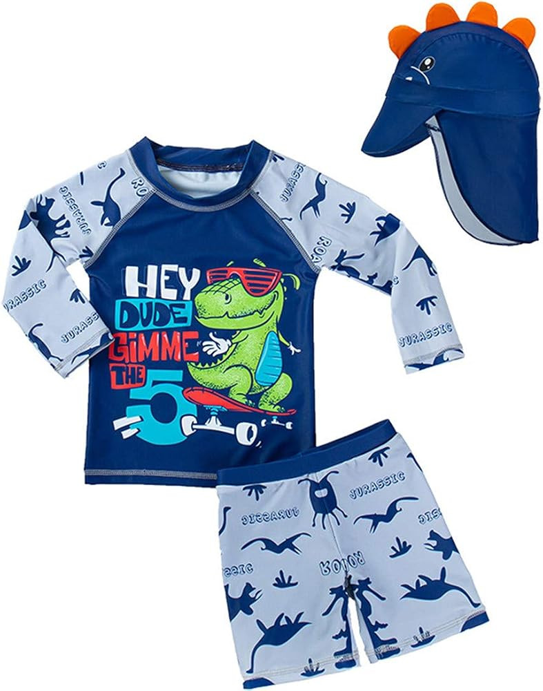 Baby Toddler Boys 3-Pieces Swimsuit Sets Blue Shark Bathing Suit Rash Guards Sunsuit Swimwear wit... | Amazon (US)