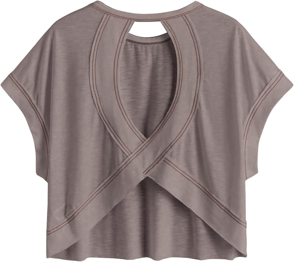 SOLY HUX Women Open Back Tops Workout Backless Tee Casual Athletic Shirts Short Sleeve Oversized Gym T Shirt | Amazon (US)