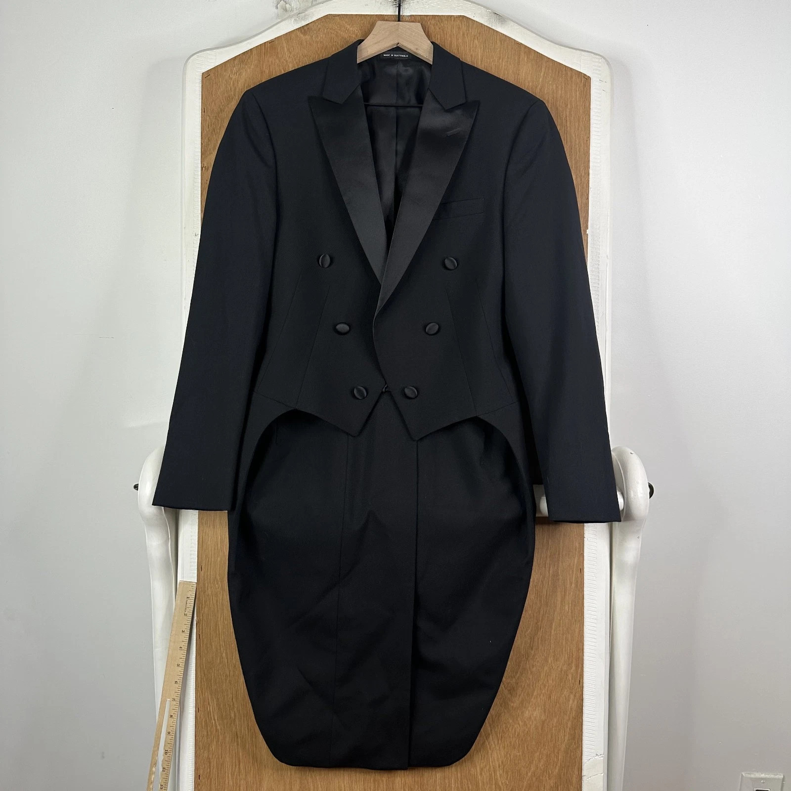 VTG Tailcoat Mens 36R Black Solid 100% Wool Jacket Dinner Black Tie Tuxedo Peak | eBay | eBay US