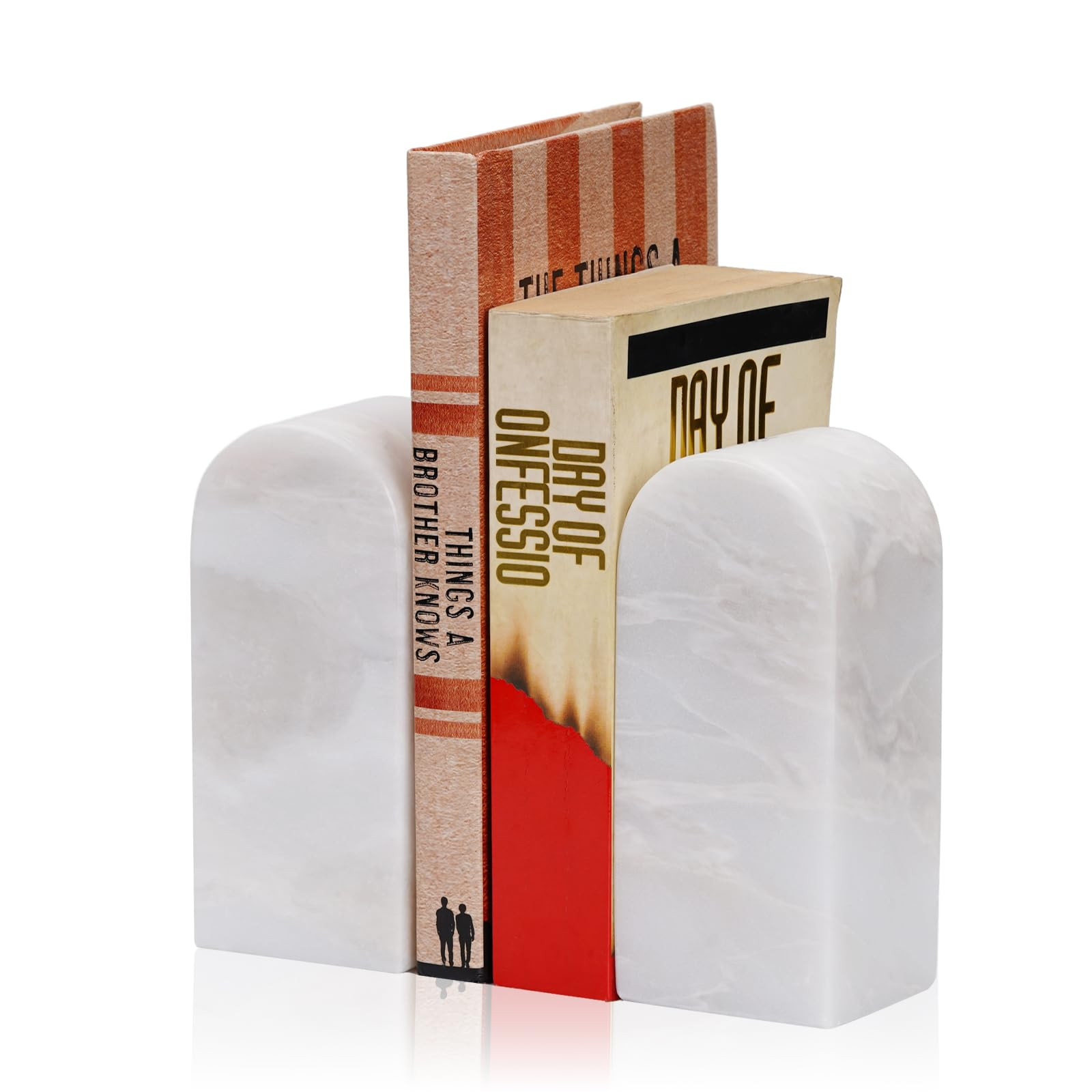 Koville African Natural Marble Bookends for Shelves, Decorative Book Ends, 7lbs Heavy-Duty Marble... | Amazon (US)