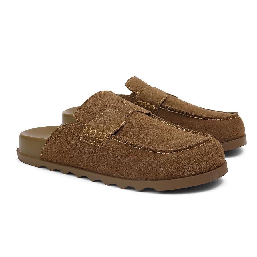 iiimmu Women's Suede Mule Loafers Backless Slip On Flats Casual Round Toe Comfort Slides | Amazon (US)