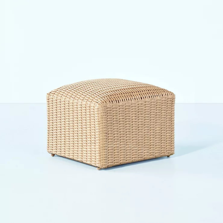 Kids' Wicker Weave Outdoor Ottoman - Beige - Hearth & Hand™ with Magnolia | Target