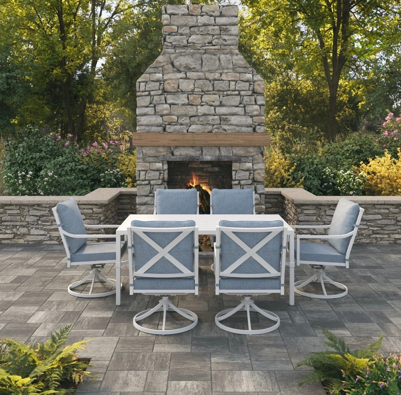 My Texas House Cambria 7-Piece Outdoor Dining Set, White/Blue

#patioseason #mytexashouse #patiofurniture

#LTKHome
