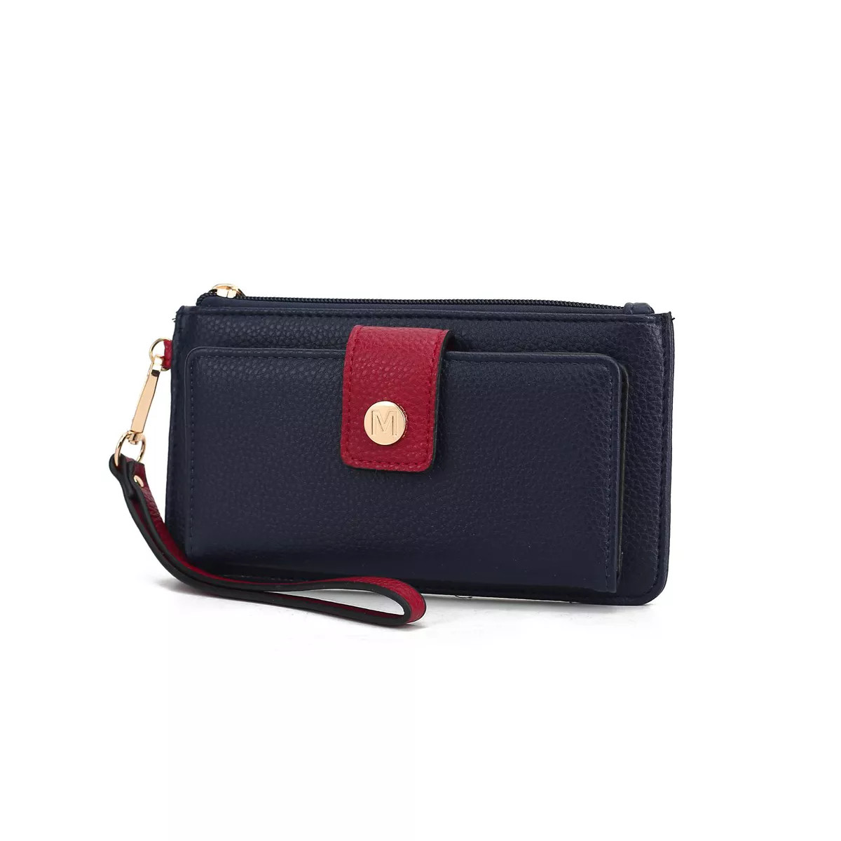 MKF Collection Olympe Vegan Leather Women’s Wristlet Wallet by Mia K - Navy Red | Target