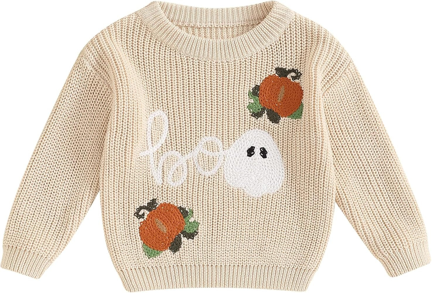 Baby Halloween Sweater Pumpkin Embroidery Crewneck Knit Sweatshirt Pullover Tops Toddler Boy Girl... | Amazon (US)