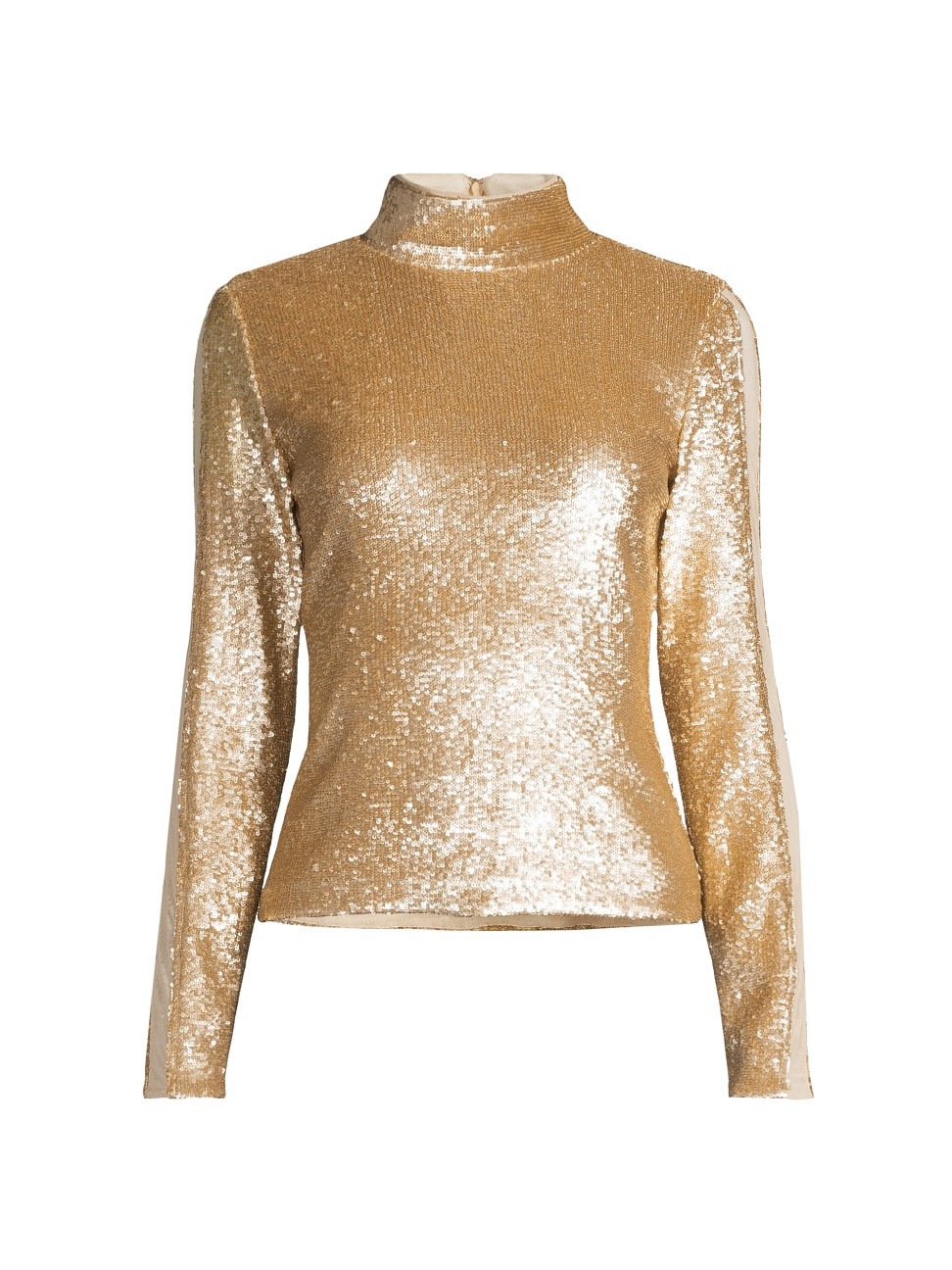 Women's Inset Sequin Turtleneck Top - Gold - Size XS | Saks Fifth Avenue