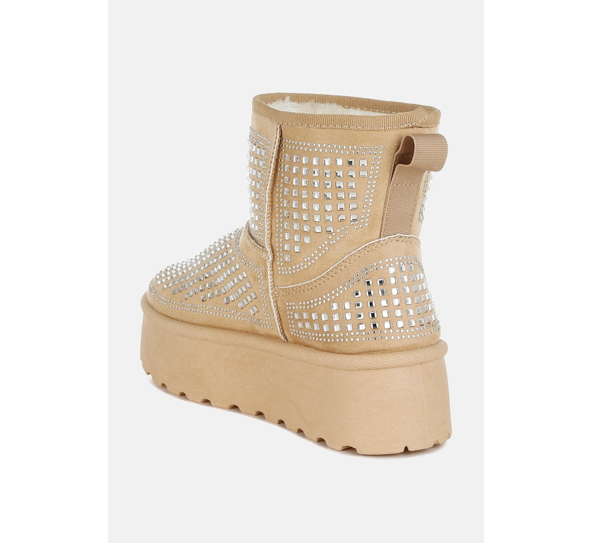 London Rag Xoras Chunky Rhinestones Ankle Boots - Beige | Macy's