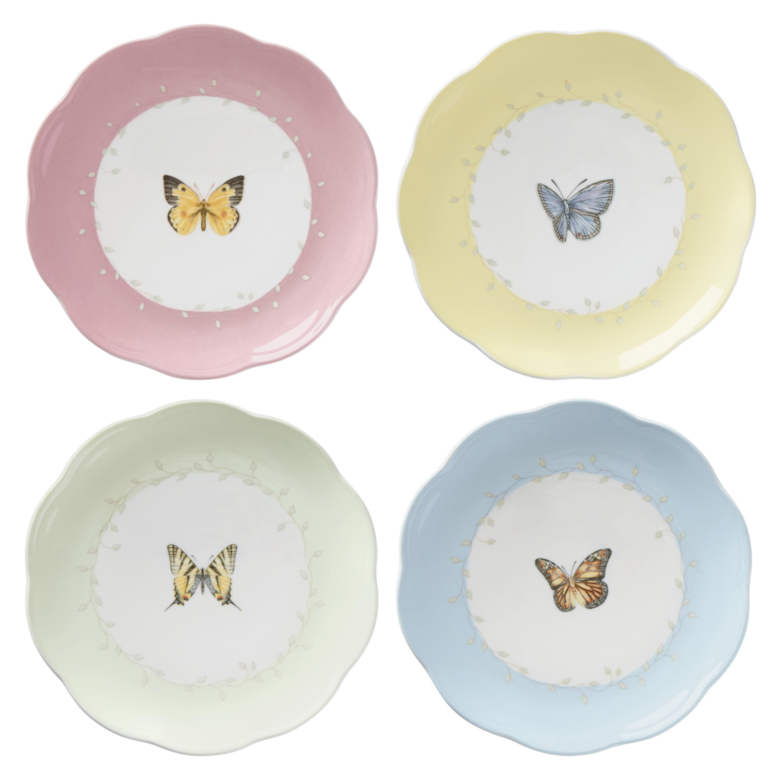 Lenox Dessert Plate Set, Lenox Butterfly Meadow Collection 4-Piece Dessert Porcelain Plates Set, ... | Amazon (US)