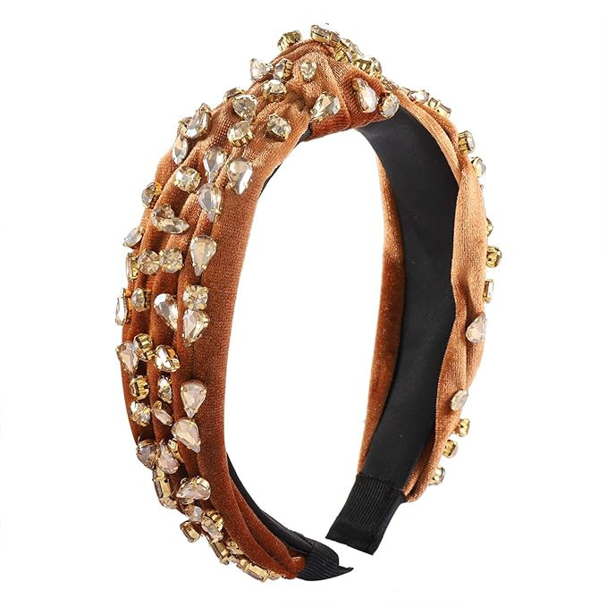 Rhinestone Headbands for Women Velvet Wide Crystal Hair Bands Knot Turban Headband for Girls Brid... | Amazon (US)