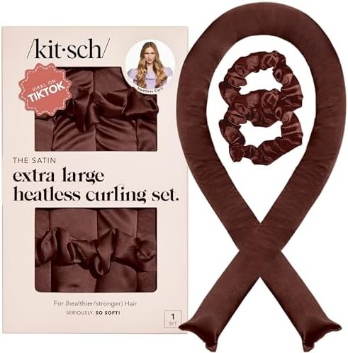 Kitsch Satin Heatless Hair Curler Set - Heatless Curls Overnight with Hair Curler & 2 Satin Scrun... | Amazon (US)