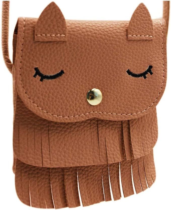 ZGMYC Cat Tassel Shoulder Bag Small Coin Purse Crossbody Satchel for Kids Girls | Amazon (US)
