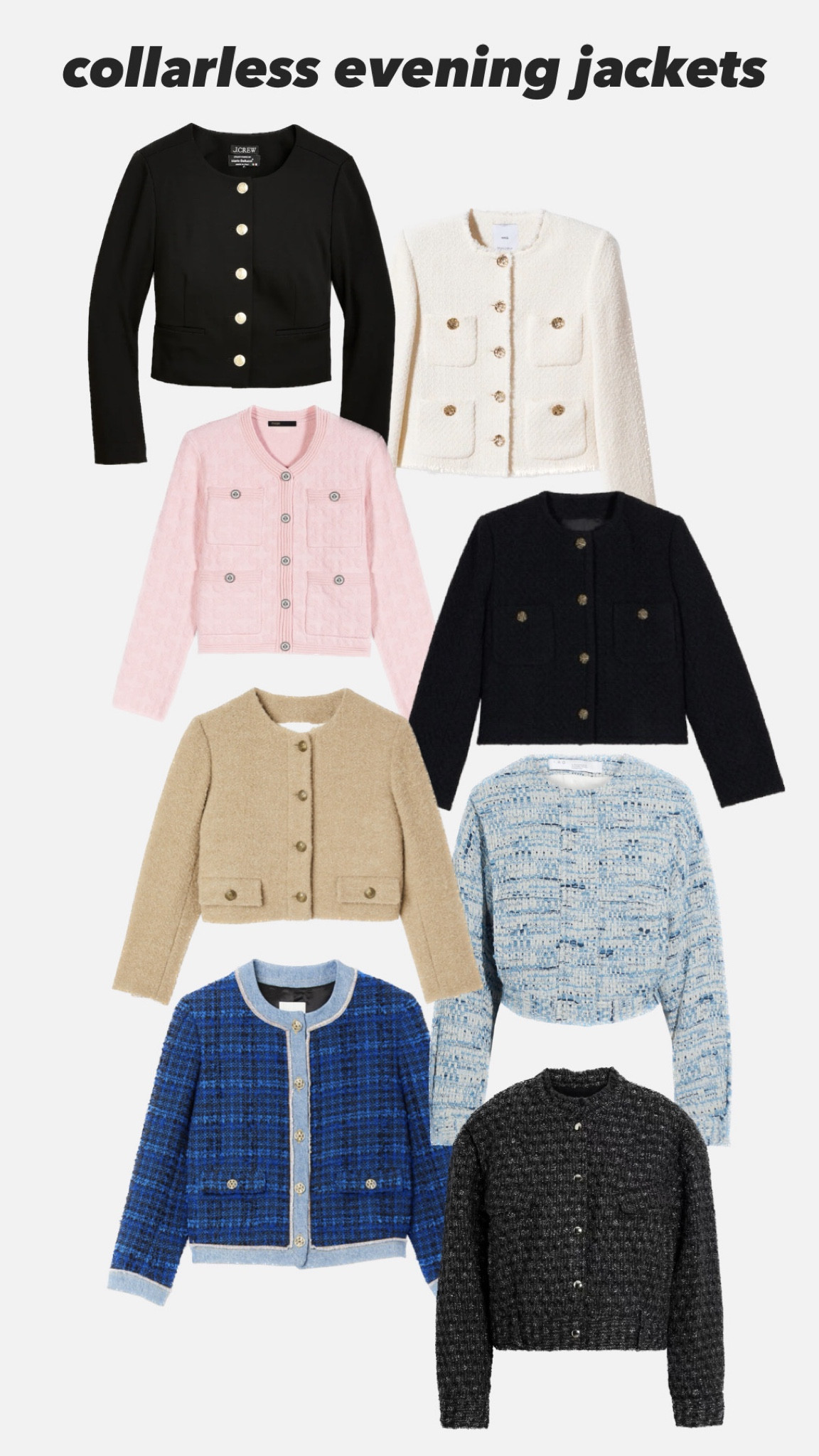 I’ve been loving collarless evening jackets for spring and here are some of my favorite picks! 

#LTKSeasonal