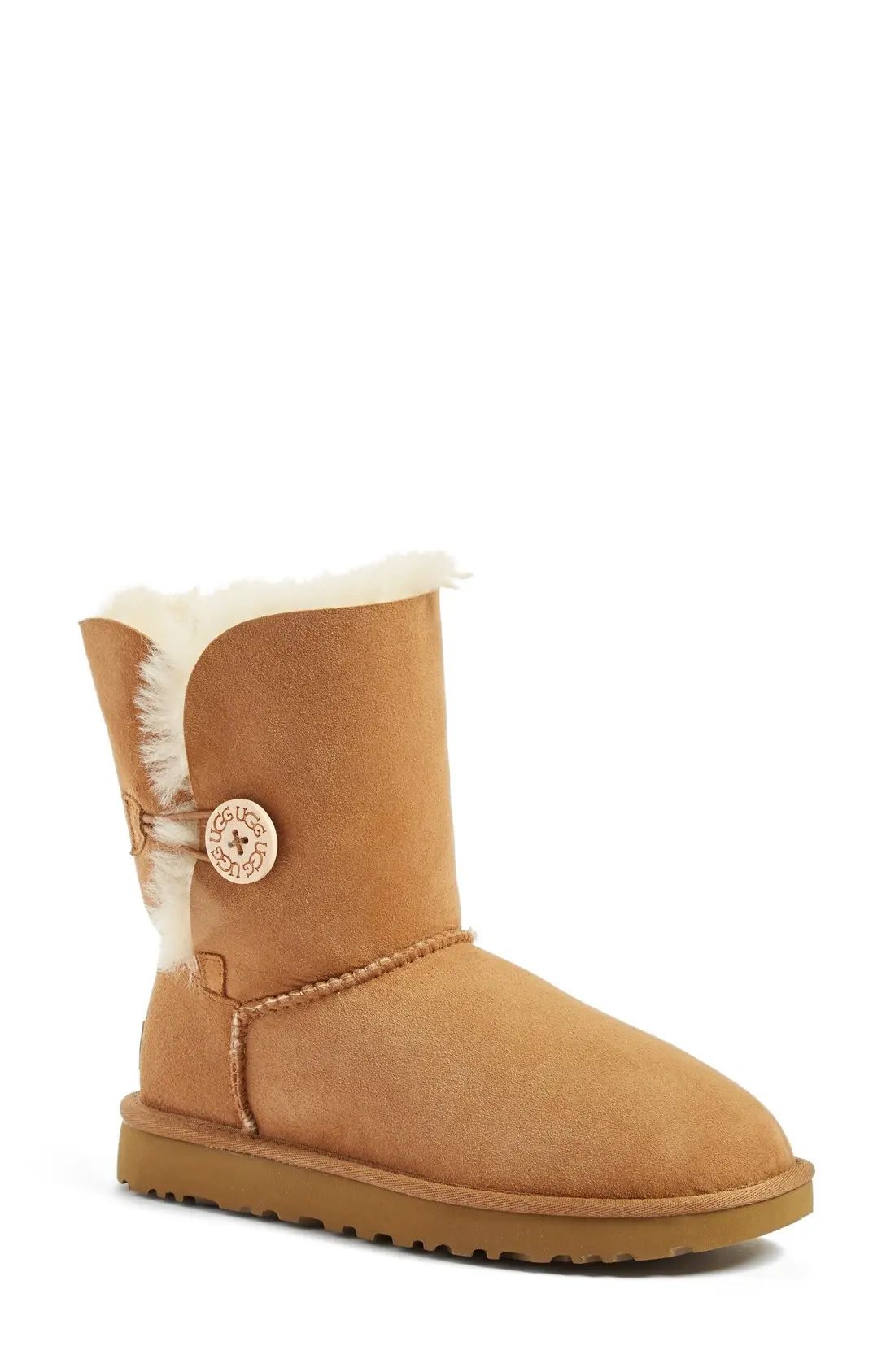 UGG(R) Bailey Button II Boot, Size 6 in Chestnut Suede at Nordstrom | Nordstrom