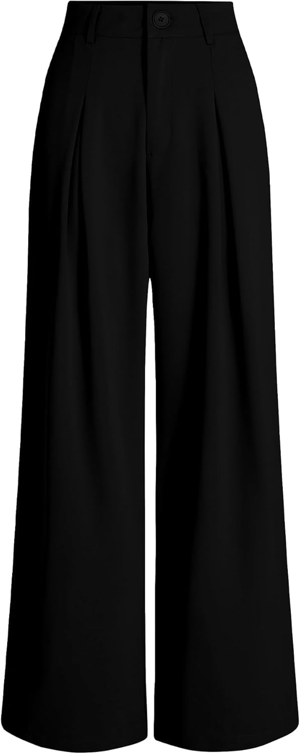 BTFBM Women High Waist Casual Wide Leg Long Palazzo Pants Button Down Loose Business Work Office ... | Amazon (US)
