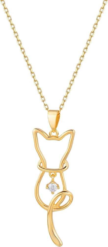 S.Leaf Cat Necklace for Women Cat Jewelry for Women Cat Gifts for Cat Lovers Cat Lover Gifts for Women Cat Lady Gifts Cat Pendant Necklace Birthday Gifts for Women Her Mom Friends | Amazon (US)