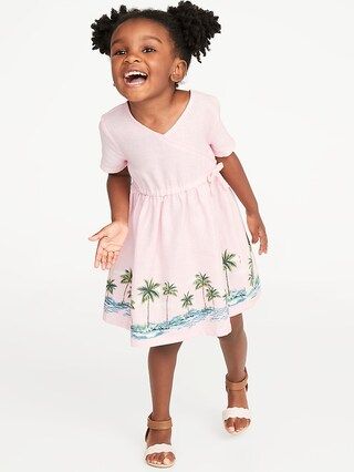 Printed Faux-Wrap Linen-Blend Dress for Toddler Girls | Old Navy US